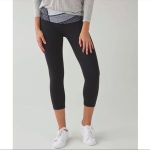 Lululemon Wunder Under Crop III Full On Luon Black/Dottie Eyelet White Black 2